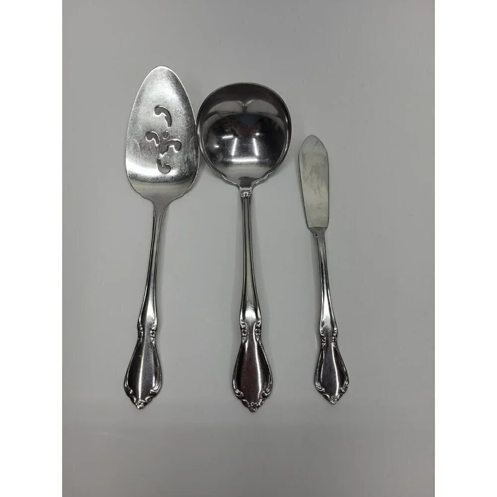 Oneidacraft Deluxe Stainless Flatware Pie Server, Ladle, Butter Knife